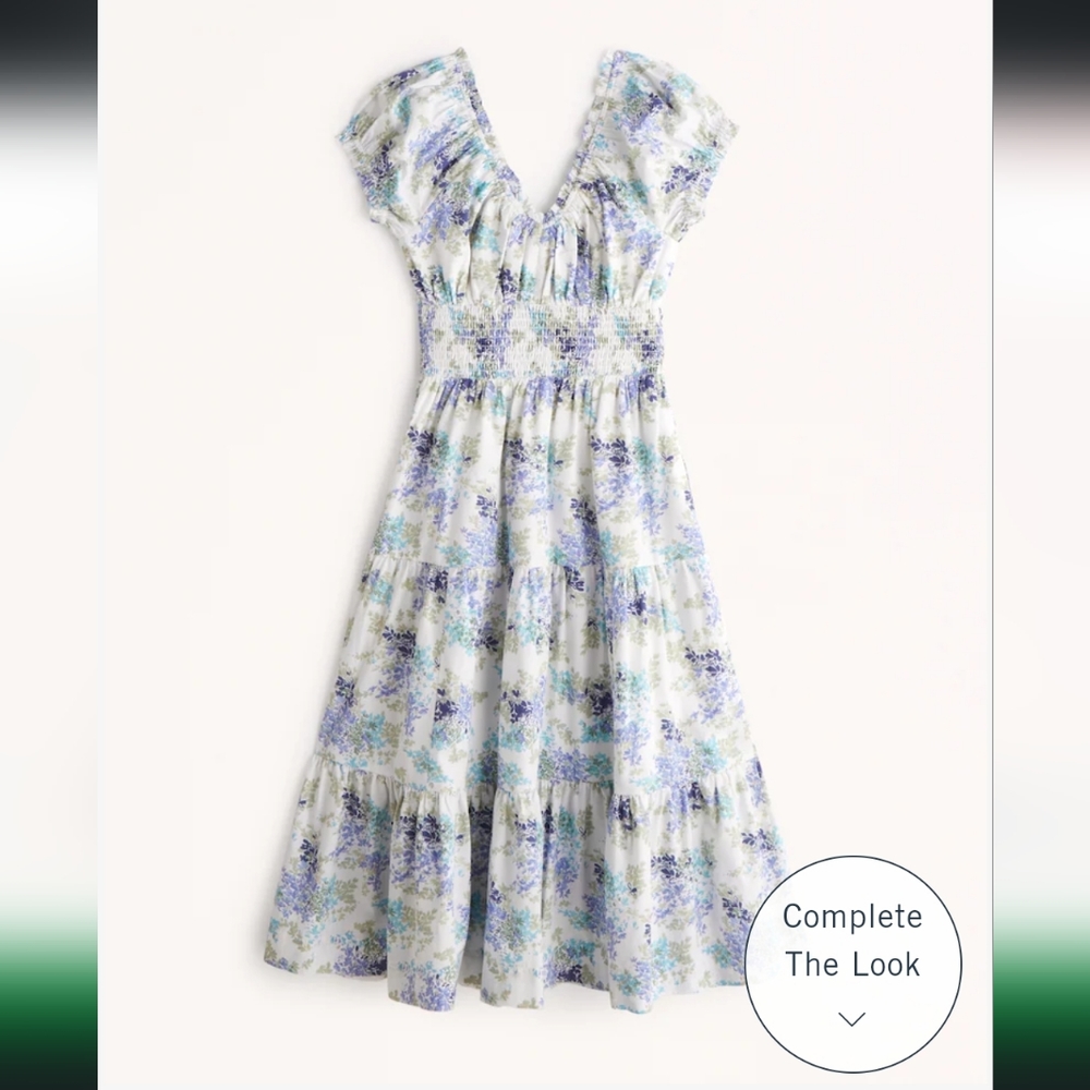 Cap Sleeve Smocked Waist Midi Dress